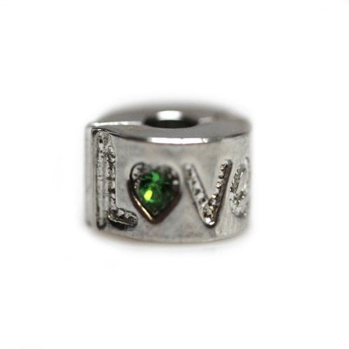 Love Green  Rhinestone Clip Lock Stopper European European Bead Compatible for Most European Snake Chain Bracelet - Sexy Sparkles Fashion Jewelry - 1