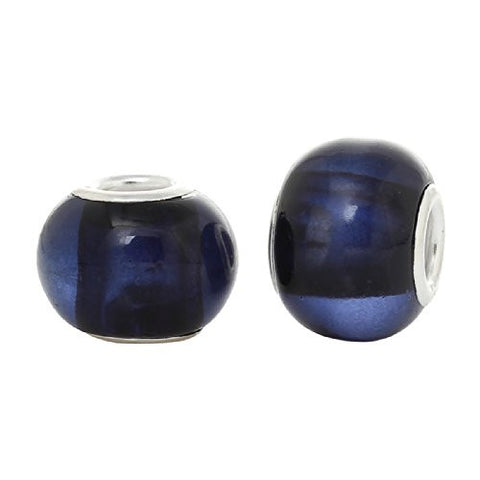 Five (5)Purple Glass European Murano Lampwork Beads Compatible with European Snake Chain Bracelet - Sexy Sparkles Fashion Jewelry - 3