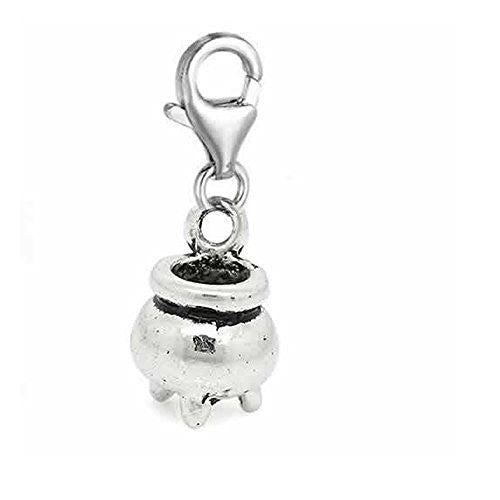 Halloween Witch Cauldron Kettle Pendant for European Clip on Jewelry with Lobster Clasp