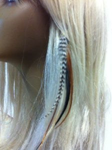 Clip-on 4-6 Black & Brown with Beige Feathers for Hair Extension 5 Feathers