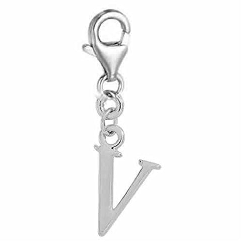 Dangling Letter V Clip on Pendant Charm for Bracelet or Necklace - Sexy Sparkles Fashion Jewelry - 1