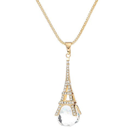 Fashion Jewelry Necklace Paris Eiffel Tower Ball Faceted Clear Rhinestone with Lobster Clasp - Sexy Sparkles Fashion Jewelry - 1