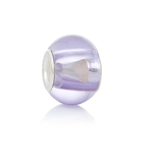 Five (5)Mauve Glass European Murano Lampwork Beads Compatible with European Snake Chain Bracelet - Sexy Sparkles Fashion Jewelry - 1