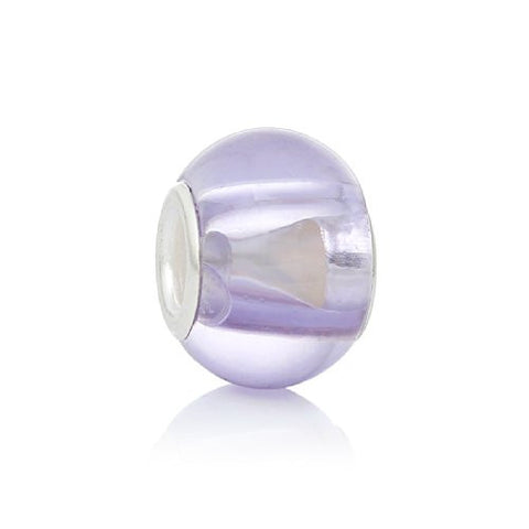 Five (5)Mauve Glass European Murano Lampwork Beads Compatible with European Snake Chain Bracelet - Sexy Sparkles Fashion Jewelry - 1