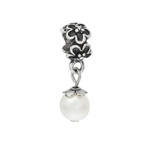 Flower with White Acrylic Ball Charm Compatible with European Snake Chain Charm Bracelet