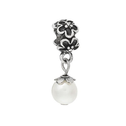 Flower with White Acrylic Ball Charm Compatible with European Snake Chain Charm Bracelet - Sexy Sparkles Fashion Jewelry - 1