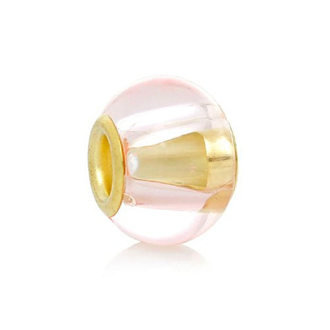 Five (5) Light Pink Glass European Murano Lampwork Beads Compatible with European Snake Chain Bracelet - Sexy Sparkles Fashion Jewelry - 1