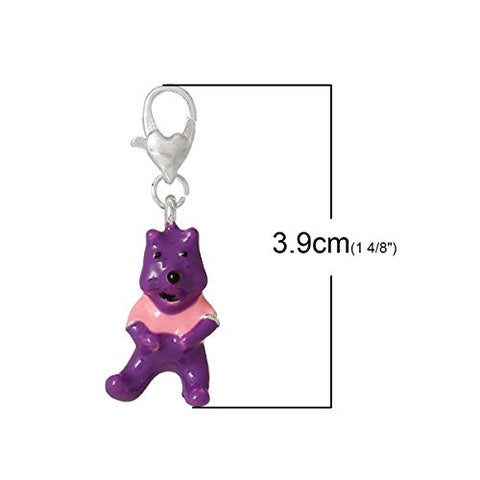 Happy Bear wearing a pink T-shirt Clip on for Bracelet or Necklace - Sexy Sparkles Fashion Jewelry - 3