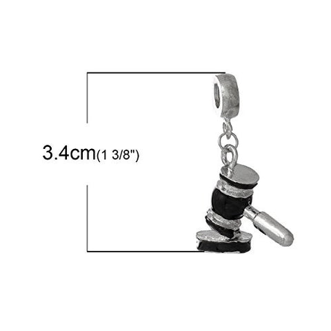 Judge's Hammer Gravel Dangle Charm European Bead Compatible for Most European Snake Chain Bracelet - Sexy Sparkles Fashion Jewelry - 3