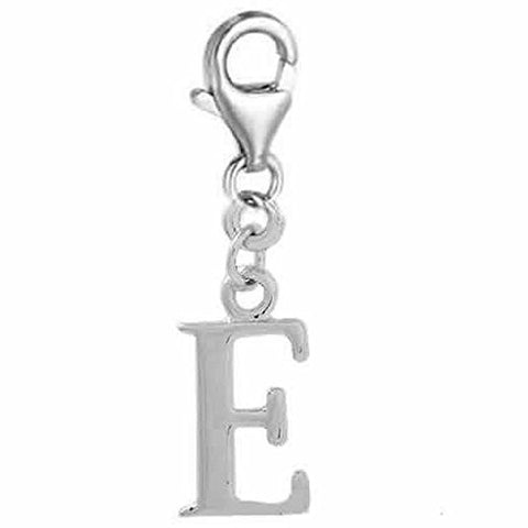 Dangling Letter E Clip on Pendant Charm for Bracelet or Necklace - Sexy Sparkles Fashion Jewelry - 1