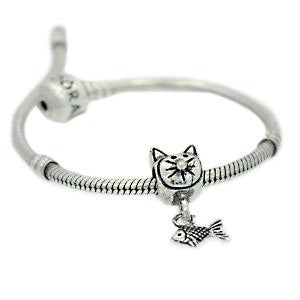 Cat with Fish European Bead Compatible for Most European Snake Chain Bracelet - Sexy Sparkles Fashion Jewelry - 2