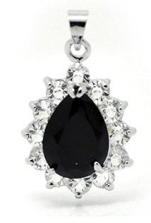 (1) Black Titanic Inspired Elegant Tear Drop Faceted Glass Crystal with Rhinestone Pendent - Sexy Sparkles Fashion Jewelry