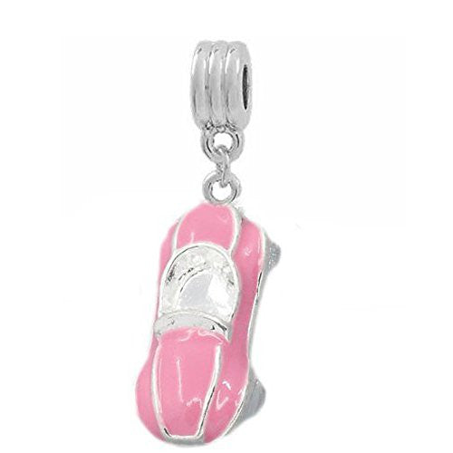 Pink Car Dangle European Bead Compatible for Most European Snake Chain Bracelet