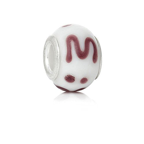 Lampwork Glass Letter M Bead Compatible for Most European Snake Chain Bracelet (Brown) - Sexy Sparkles Fashion Jewelry