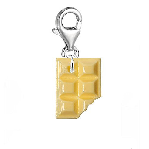Sweet Chocolate Candy Bar Clip On Charm Pendant w/ Lobster Clasp (White Chocolate) - Sexy Sparkles Fashion Jewelry