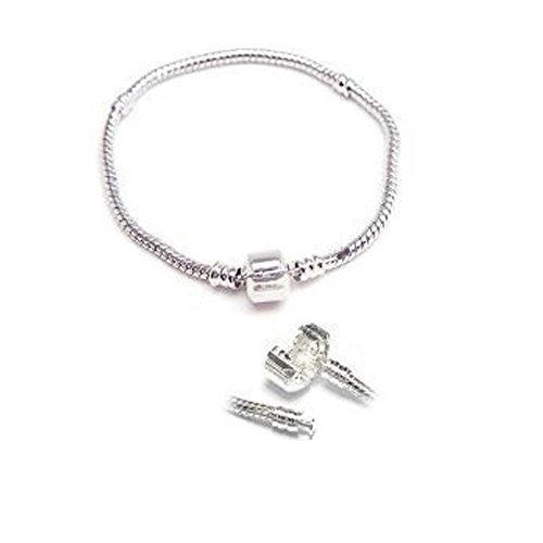 Bead Clasp European Style Snake Chain Charm Bracelet (7 Inches)