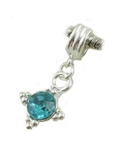 Turquoise  Rhinestone Dangle European Style For Snake Chain Charm Bracelet - Sexy Sparkles Fashion Jewelry - 1
