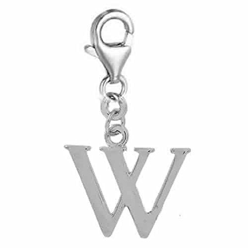 Dangling Letter W Clip on Pendant Charm for Bracelet or Necklace - Sexy Sparkles Fashion Jewelry - 1