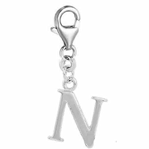 Dangling Letter N Clip on Pendant Charm for Bracelet or Necklace - Sexy Sparkles Fashion Jewelry - 1