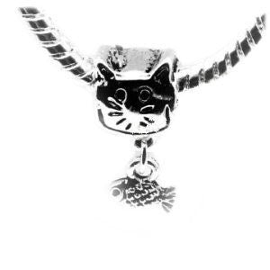 Cat with Fish European Bead Compatible for Most European Snake Chain Bracelet - Sexy Sparkles Fashion Jewelry - 3