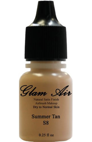 Airbrush Makeup Foundation Satin S8 Summer Tan and S10 Golden Carmel Water-based Makeup Lasting All Day 0.25 Oz Bottle By Glam Air - Sexy Sparkles Fashion Jewelry - 2