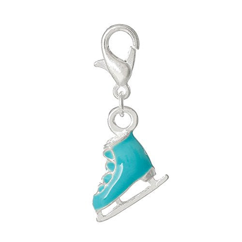 Ice Skate Clip On For Bracelet Charm Pendant w/ Lobster Clasp