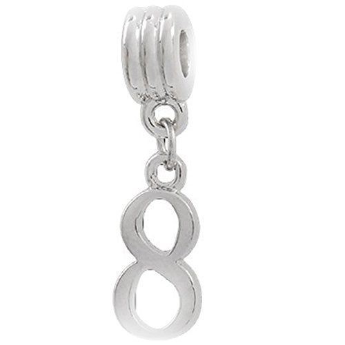 Number 8 Dangle Charm Bead for European Snake chain Charm Bracelet for Snake Chain Bracelet