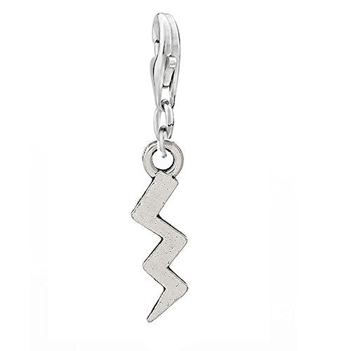 Lightning Bolt Clip On For Bracelet Charm Pendant for European Charm Jewelry w/ Lobster Clasp