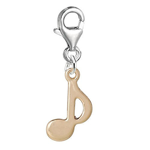 Musical Note Clip on for Bracelet Charm Pendant for European Charm Jewelry w/ Lobster Clasp