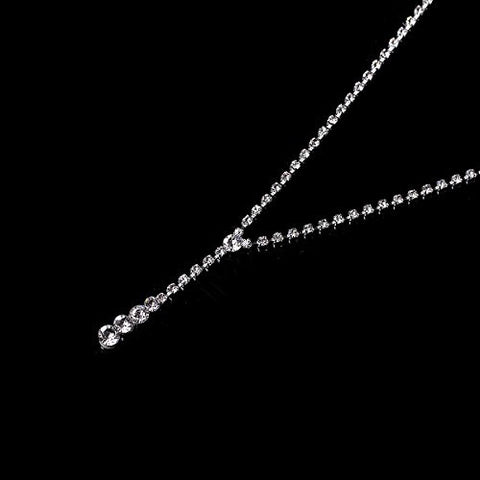 Fashion Jewelry Necklace Earring Ear Stud Set Teardrop Silver Plated w/ Stoppers Clear Rhinestone - Sexy Sparkles Fashion Jewelry - 4