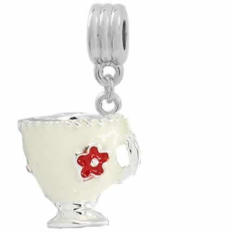 Cup with Red Flower European Bead Compatible for Most European Snake Chain Bracelet - Sexy Sparkles Fashion Jewelry - 2