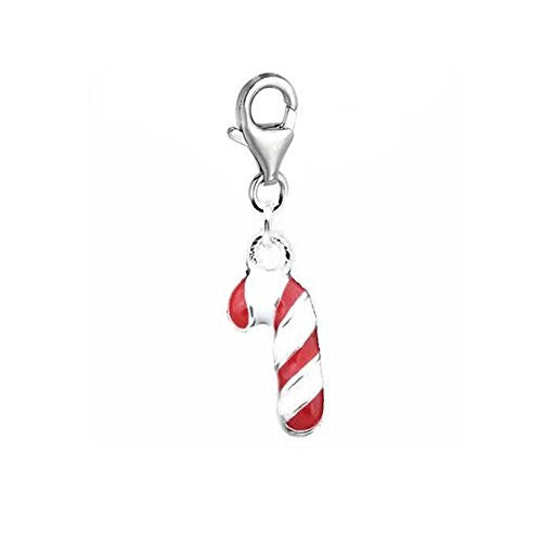 Christmas Candy Cane Charm Pendant for European Clip on Charm Jewelry with Lobster Clasp