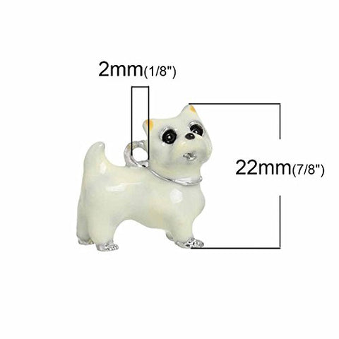 White Dog Pendant Charm Bead for Bracelet or Necklace - Sexy Sparkles Fashion Jewelry - 2