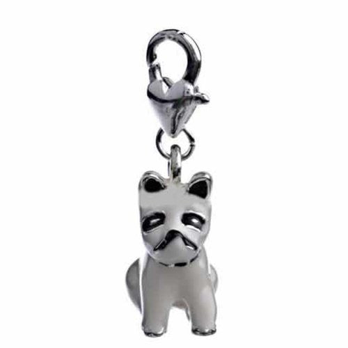 Clip on Sitting Dog Charm Dangle Pendant for European Clip on Charm Jewelry w/ Lobster Clasp
