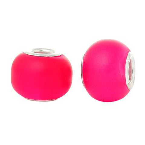 Five (5)Hot Pink Lampwork Murano Glass European Beads Compatible with European Snake Chain Bracelet - Sexy Sparkles Fashion Jewelry - 3