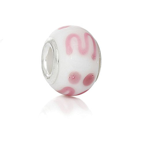 Lampwork Glass Letter M Bead Compatible for Most European Snake Chain Bracelet (Pink) - Sexy Sparkles Fashion Jewelry