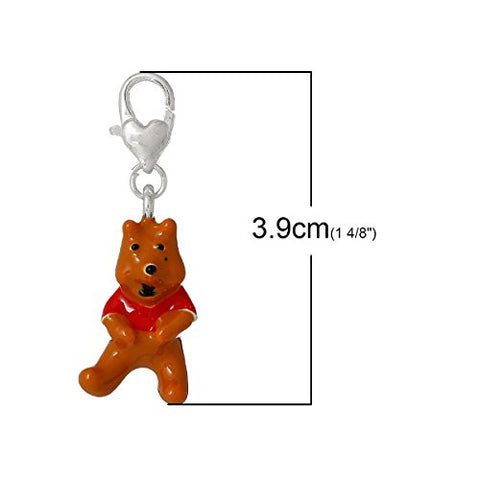 Happy Bear Wearing a Red T-Shirt Clip on for Bracelet or Necklace - Sexy Sparkles Fashion Jewelry - 3