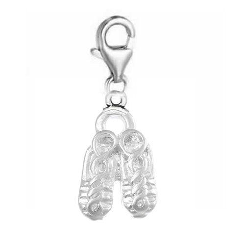 Clip on Ballet Shoes Dangle Charm Pendant for European Clip on Charm Jewelry w/ Lobster Clasp