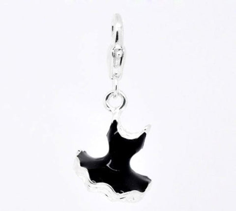 Silver Plated Enamel Ballerina Dress Clothes Clip On Charms Fit Link Chain Bracelet 32x15mm - Sexy Sparkles Fashion Jewelry - 2