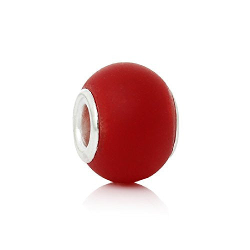 Five (5)Red Lampwork Murano Glass European Beads Compatible with European Snake Chain Bracelet - Sexy Sparkles Fashion Jewelry - 1