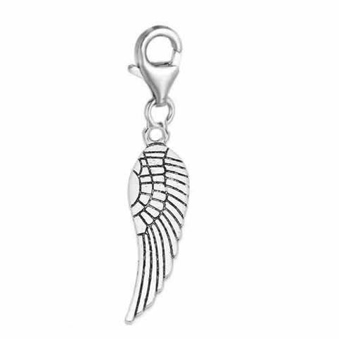 Clip on Angel Wing Charm Dangle Pendant for European Clip on Charm Jewelry w/ Lobster Clasp - Sexy Sparkles Fashion Jewelry - 2