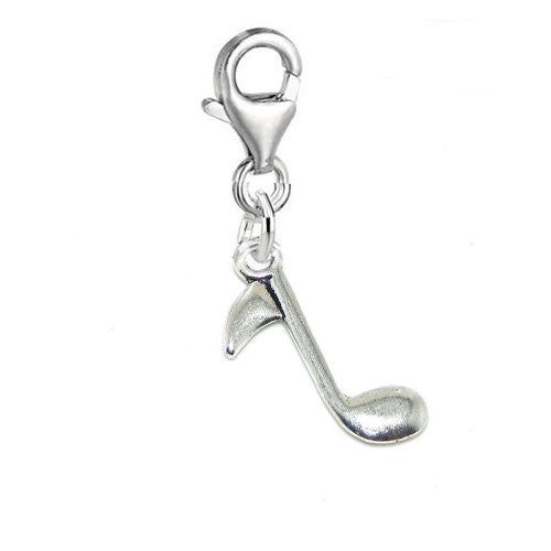 3d Clip on Music Note Dangle Pendant for European Clip on Charm Jewelry w/ Lobster Clasp