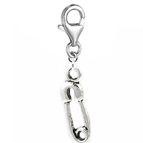 Clip on Saftey Pin Dangle Charm Pendant for European Clip on Charm Jewelry w/ Lobster Clasp - Sexy Sparkles Fashion Jewelry