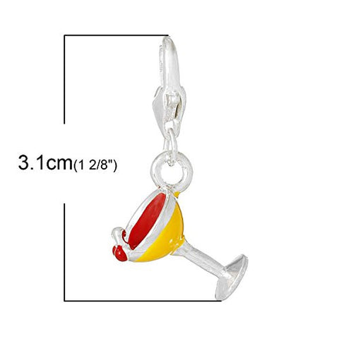 Martini Drink Clip On For Bracelet Charm Pendant for European Charm Jewelry w/ Lobster Clasp - Sexy Sparkles Fashion Jewelry - 3