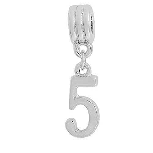 Lucky Numbers 5 Dangle European Bead Compatible for Most European Snake Chain Bracelets - Sexy Sparkles Fashion Jewelry