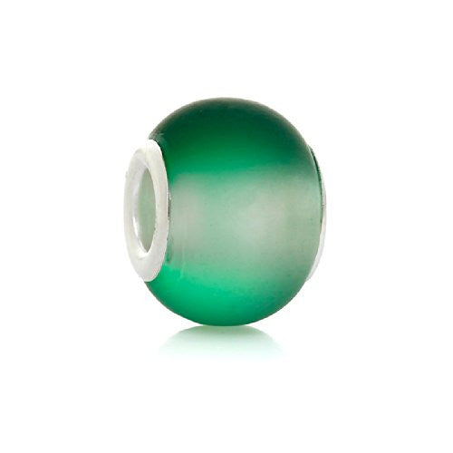 Five (5) Green Glass European Murano Lampwork Beads Compatible with European Snake Chain Bracelet - Sexy Sparkles Fashion Jewelry - 1
