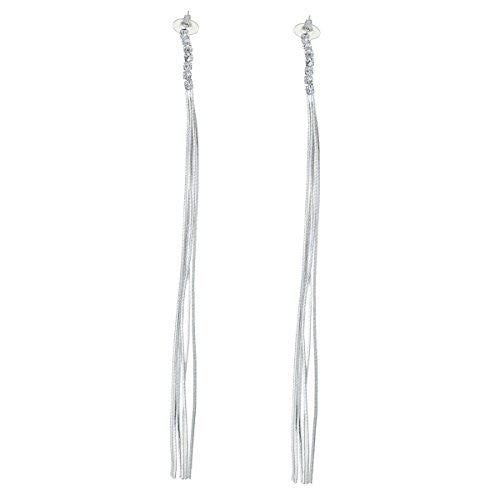 Fashion Jewelry Women's Silver Tone Long Tassels Stud Earring