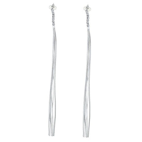 Fashion Jewelry Women's Silver Tone Long Tassels Stud Earring - Sexy Sparkles Fashion Jewelry - 1