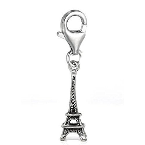 Clip on Paris Eiffel Tower Charm Pendant for European Jewelry w/ Lobster Clasp - Sexy Sparkles Fashion Jewelry
