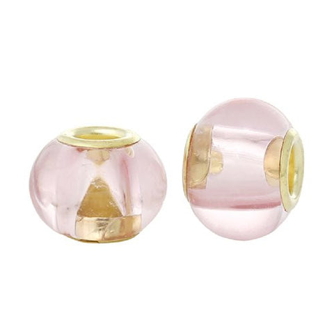Five (5) Pink-Glass European Murano Lampwork Beads Compatible with European Snake Chain Bracelet - Sexy Sparkles Fashion Jewelry - 3